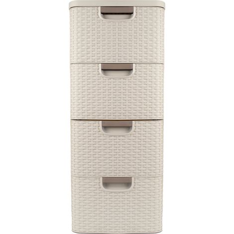 Bricoline – Tour de bureau 4 tiroirs 14L – Caisson en matière résistante à l'humidité – Dimensions 32,8x37,8x79 cm – Pour rangement d'outils et linge
