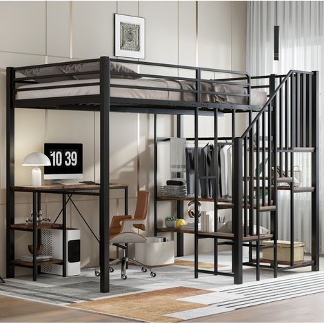 MEUBLIV Etagenbett 120x200 cm Schwarz – mit Stauraum, ohne Matratze (1/5)