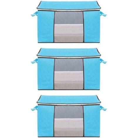 BUNTHAUS 3 Pièces Grand sac de Rangement, petit sac à usages multiples Pliable Unterbett Bedside, de Stockage avec une Poignée, la Conservation des Couvertures, des Vêtements, des Couvertures, des Ore (1/4)