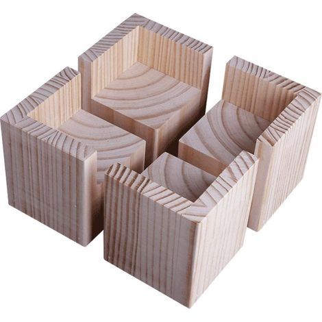 Rehausseur De Lit - Bois Massif - Hauteur 10 Cm - Pour Lits Canapés Fauteuils Bureaux - Lot De 4 (1/5)