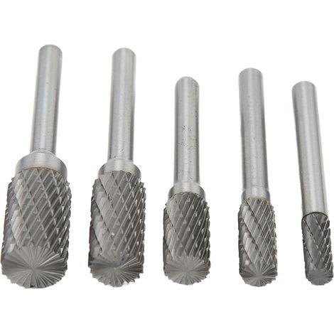 Lot de 6 fraises carbure double coupe, queue 6mm, pour métal, bois, sculpture, bijouterie, meulage de surface. (1/5)