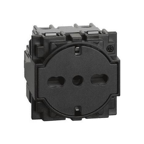 BTICINO KG4140A16F - Presa "Flat" Standard Tedesco E Bipasso 10/16A 250 V Ac - Nero - Now
