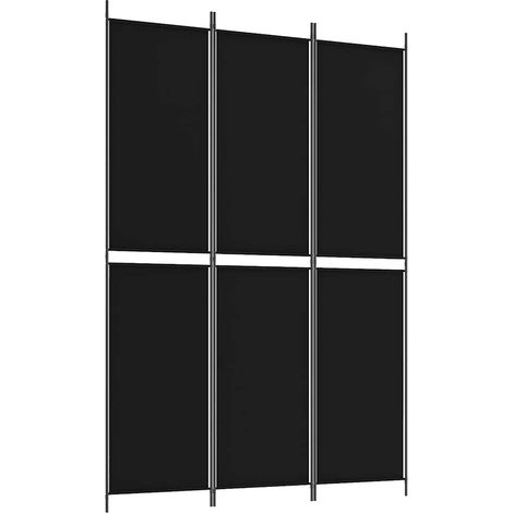 Paravent Cloison de séparation 3 panneaux, Pour Jardin, Balcon, Terrasse Noir 150x220 cm Tissu OIB1251E