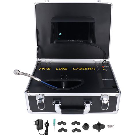 Caméra d'inspection 7 pouces moniteur 1080P avec 12 LED blanches pour plombier et propriétaires, prise EU 100-240V, câble de 30 mètres / 98,4 pieds (1/5)