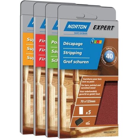 Norton Expert Set mit Schleifblock mit Klett 70x125mm Set inkl. 9 Blätter