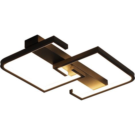 Plafonnier LED Luminaire Carré Design En Géométrique Noir Blanc Naturel (1/4)