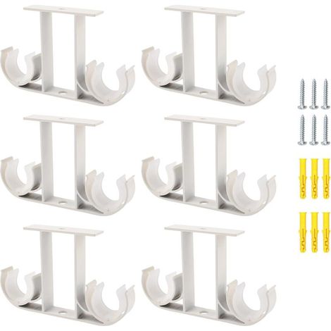 6-teiliges Set – Deckenhalterung – Doppelgardinenstange – Robuste Aluminiumlegierung – Für Schlaf- und Wohnzimmer – Weiß – 23 x 26 mm (1/5)