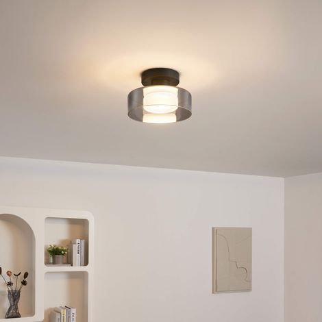 LED-Wand-oder Deckenleuchte aus Metall und Rauchglas 20 cm - Valdo