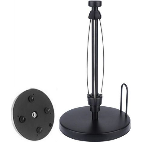 Porte-serviettes en papier noir pour comptoir , porte-rouleau d'essuie-tout vertical adapté à la cuisine et à la salle de bain , avec effet d'amortissement , porte-serviettes de cuisine à base lestée (1/4)