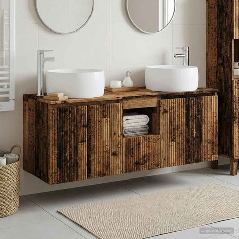 vidaXL Bathroom Cabinet Set 3 pcs Old Wood 49.5 x 44.5 x 66 cm (1/5)