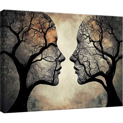 Peinture pour chambre salon cuisine arbre femme sur toile Murale 120x80 (1/3)