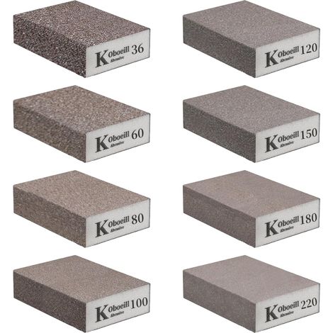 8 Éponges Abrasives, Cales à Poncer, Grains 36/60/80/100/120/150/180/220 (1/5)