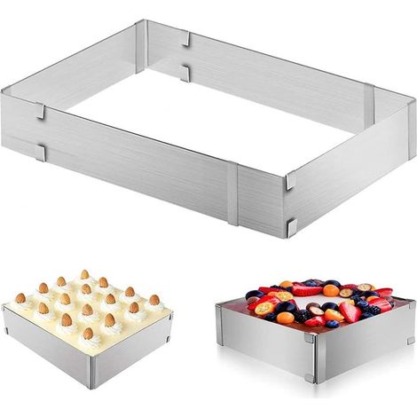 Moule à pâtisserie rectangulaire réglable en acier inoxydable pour gâteaux et mousses cadre extensible pour entremets et génoise (1/5)