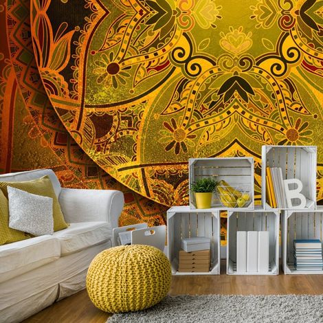 Papier peint poème d'or mandala - 150 x 105 cm (1/4)