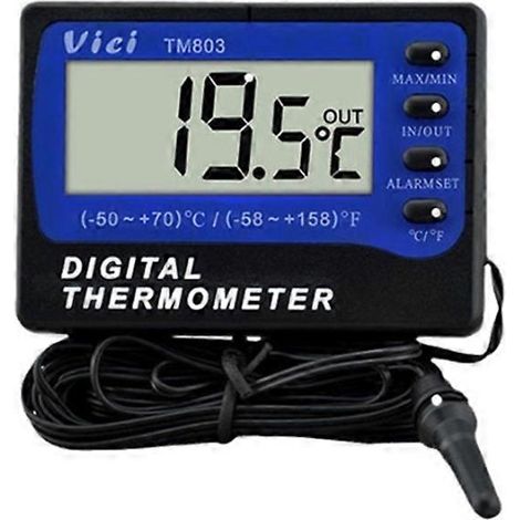 Digitales Kühlschrankthermometer Vici TM803, Aquariumthermometer, Anzeige der Aquariumwassertemperatur, Alarm bei hohen/niedrigen Temperaturen (1/5)
