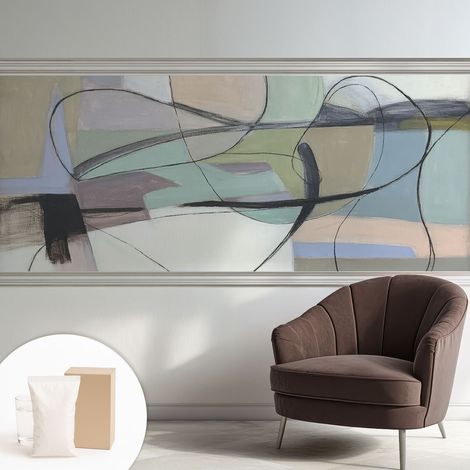 Papier peint intissé décoratif pour chambre et salon Design moderne à poser facilement - Colle incluse gratuite Lignes pastel 250x104 cm (1/5)