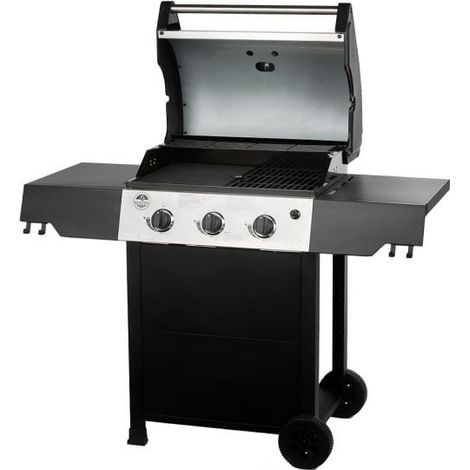 Barbecue à gaz 3 brûleurs – Double surface de cuisson grill et plancha – Thermomètre intégré – Pour 5 à 8 convives – Roster