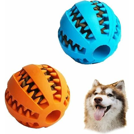 Dog Toy Ball,Nontoxic Bite Resistant Teething Toys Balls for Small/Medium/ Large Dog and Puppy Cat,Dog Pet Food Treat Feeder Chew Tooth Cleaning Ball Exercise Game IQ Training Ball (1/5)