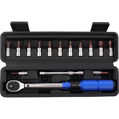 1/4" Drive Click Torque Wrench Set 2-24Nm W/ Hex Phillips Star Bits & Extension (1/5)