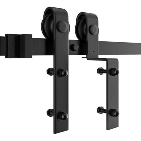 Kit de quincaillerie pour porte de grange Kit de quincaillerie for porte de grange coulissante en forme de J, for système de suspension courbé moderne à Double effet Facile à installer en douceur et e (1/5)