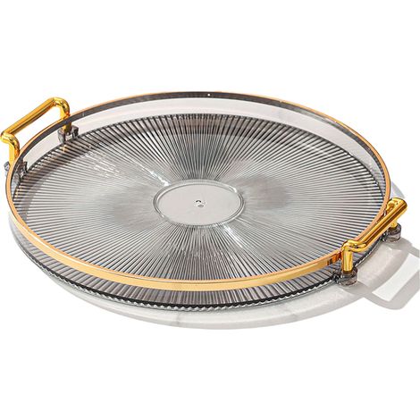Plateau Rond Avec Deux Ansens - Plateau À Thé - Plateau Pour Bijoux Et En-Cas - 28 cm - Plastique - Blanc (1/5)