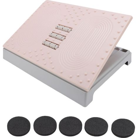 Repose-pieds sous le bureau, réglable en hauteur, ergonomique, antidérapant, amovible, pour avion, bureau, maison, rose