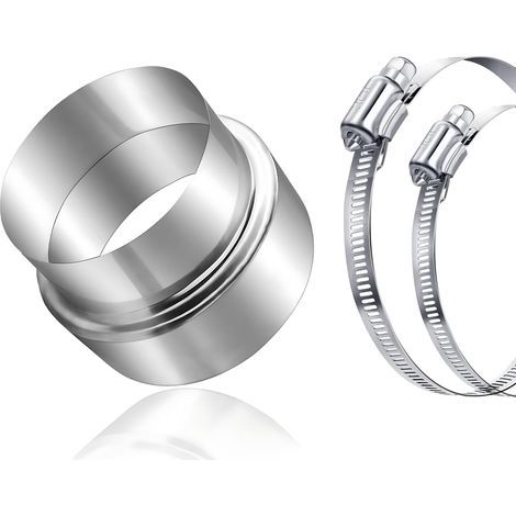Réducteur Tuyau de Poêle 100 à 90 mm, Raccord Réduction en Acier Inoxydable avec 2 Colliers de Serrage, Adaptateur pour Conduit de Cheminée/Conduit de Fumée (1/5)