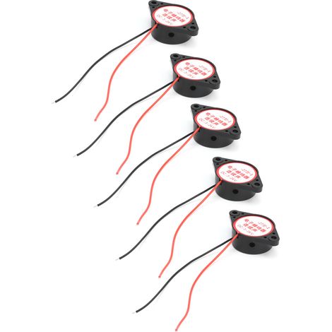 Ensemble de 5 avertisseurs sonores, tonalité continue, piézo-actifs, niveau sonore élevé, 95 dB, 324 V CC (noir) (1/5)