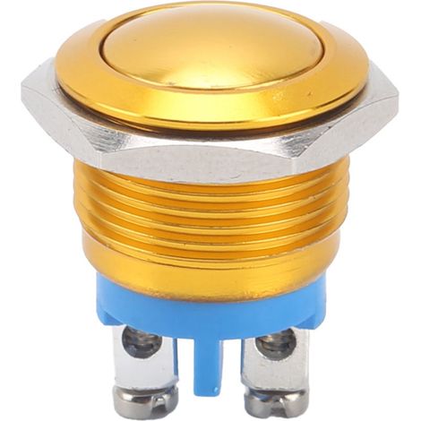 Interrupteur à bouton-poussoir métallique à bille, entièrement oxydé, à réarmement automatique, vis de réglage, commande au pied, 16 mm, 220 V (jaune) (1/5)