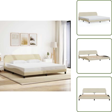 Schlafzimmer - vidaXL Bettgestell "Dover" Creme 200x200 cm Stoff - Stoffbett (1/5)