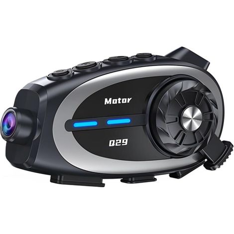 Moto Dashcam BT5.4,Motorcycle Helmet Headset avec Caméra 1080P,Intercom Casque Moto 1v1 Multimarques,Multitâche Audio.Navigation en Temps Réel de l’Application,Étanche IPX6