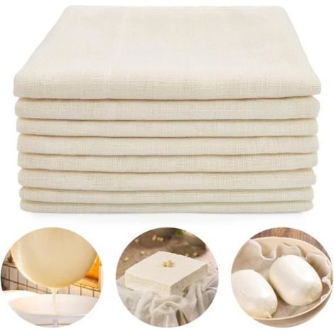 Étamine Alimentaire - Non Blanchi - 8Pcs - 50 x 50 cm - Coton - Filtrage Efficace (1/4)
