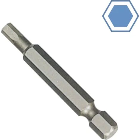 Clé Allen 2mm, Embout Allen 1/4 pouce, Acier S2, Longueur 50mm
