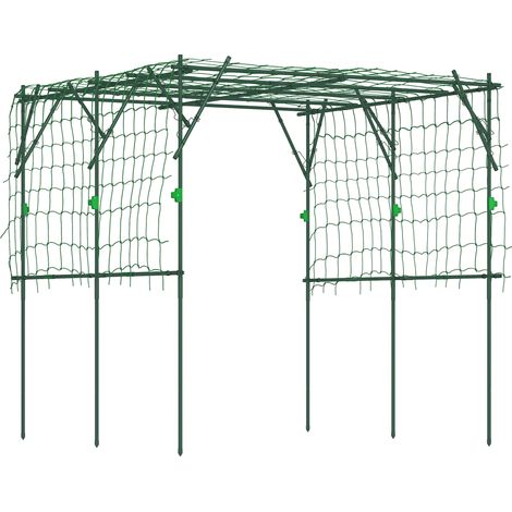 Treillis en acier à emboîter, antirouille, support pour plantes grimpantes, espalier, 223 x 223 x 223 cm, arche pour rosiers, vert