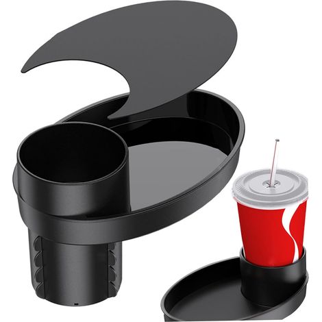 Siège d'auto Tapisseur de collation Plateau de collation à 360 ° Rotatif Plateau siège d'auto avec à base base extensible support tasse portable pour la poussette voyage noir (1/5)