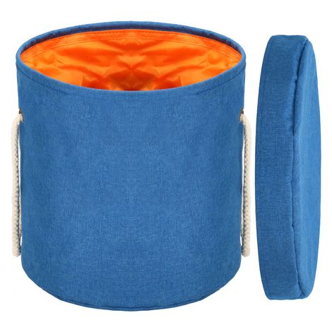 Caja de almacenamiento de 27 litros para juguetes en color azul naranja.