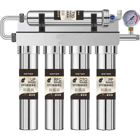 Filtro de agua de ultrafiltración, material de acero inoxidable, sistema de filtración de 5 etapas, apto para consumo directo, alto rendimiento en la eliminación de cloro, certificado CE. (1/5)