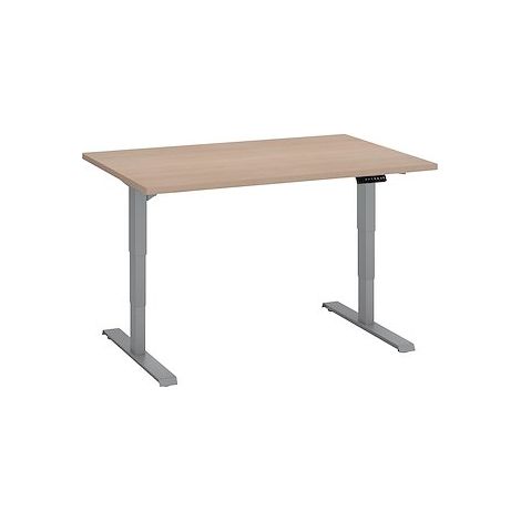 Bureau réglable en hauteur électrique chêne clair Ergo Premium 120 x 80 cm - Arch - aluminium - Maxiburo (1/2)