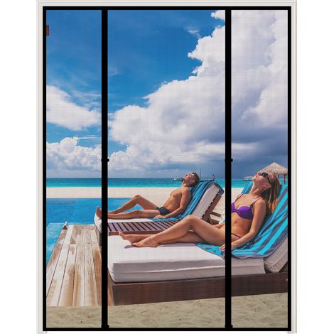 Moustiquaire magnétique de porte - 190 x 222 cm - Double porte - Avec fermeture magnétique - Sans perçage - Pour porte de balcon, de cave et de terrasse - Montage adhésif facile (1/5)