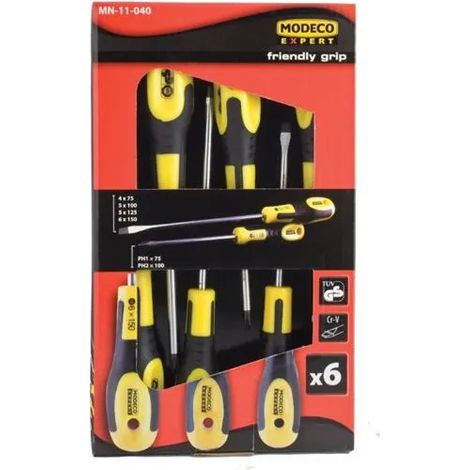 Set di cacciaviti Modeco mn-11-040 acciaio cromo vanadio magnetico