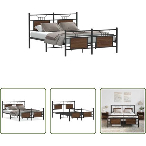 Sommier métal - Cadre de lit sans matelas chêne marron 137x190 cm (1/5)