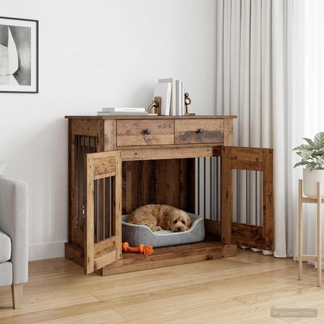 Beyamis Mobilier pour cage à chien, bois antique 90 x 47,5 x 80 cm (1/5)