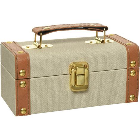 Kaemingk Mini-Truhe / Koffer S Beige aus Kunstleder 17,5 cm x 9,5 cm