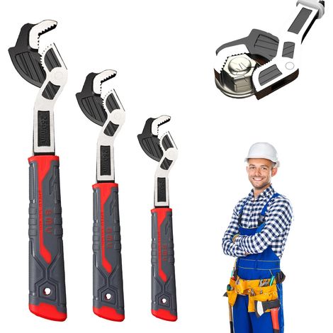 Clé à molette universelle de plombier (30 cm), poignée ergonomique, autobloquante, adaptée à divers travaux de réparation. (1/5)