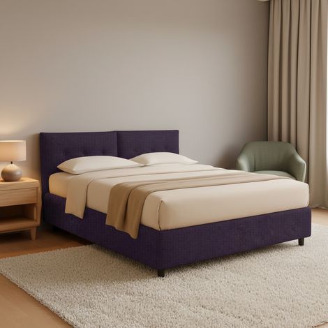 Letto Matrimoniale Derby, Sfoderabile, Contenitore Made in Italy, Viola (1/5)