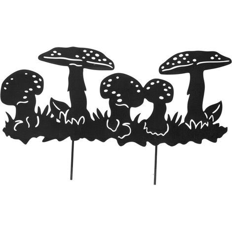JSSEVN - Iron craft mushroom cluster insert, outdoor garden decoration, metal lawn gardening (1/5)