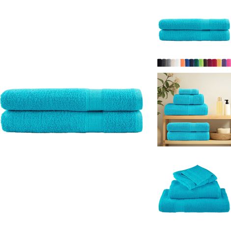 Premium-Handtücher SOLUND 2 Stk. Türkis 100x200 cm 600 g/m² - Baumwolle - Handtücher - Badezimmertextilien - Türkistöne - Waschechte Farben (1/5)