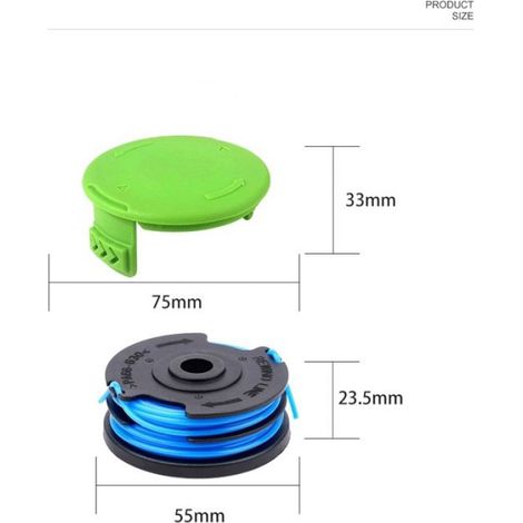 Bobine de rechange et jeu de couvercles pour coupe-bordures Greenworks (1/4)