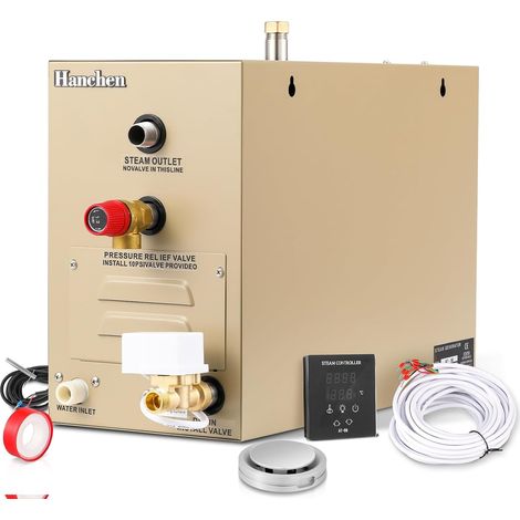 6KW Générateur de Vapeur pour Sauna Douche Turque 4.2m3 Température réglable 35-55 °C Minuteur 10min-12h 220V (1/5)