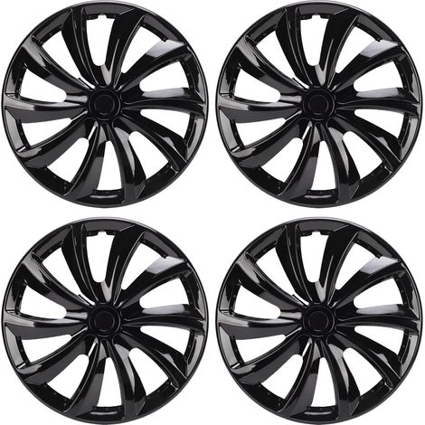 4 pièces 15 pouces couvercle de jante de roue enjoliveurs à clipser Design élégant léger remplacement pour Fiat 500 noir (1/5)